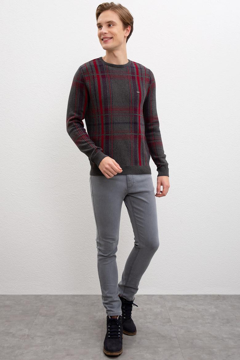 Erkek Antrasit Melanj Bisiklet Yaka Triko Kazak - 50207707019