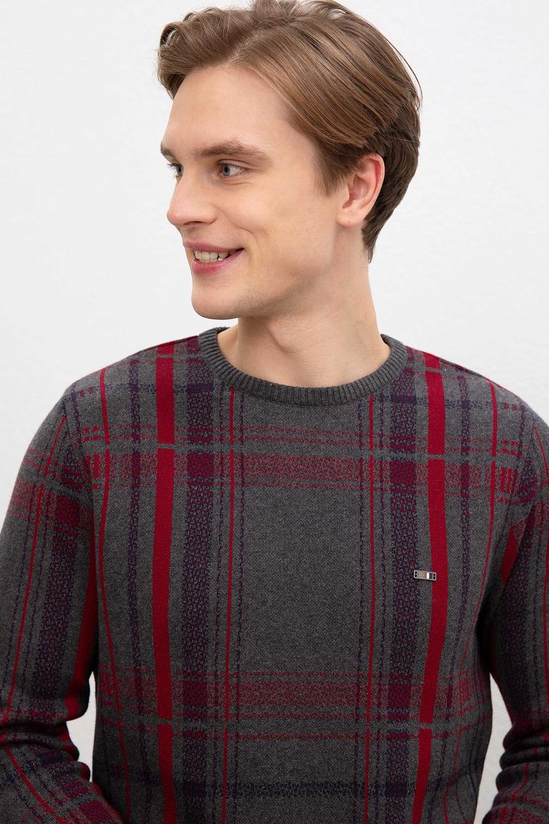 Erkek Antrasit Melanj Bisiklet Yaka Triko Kazak - 50207707019