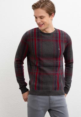 Erkek Antrasit Melanj Bisiklet Yaka Triko Kazak - 50207707019