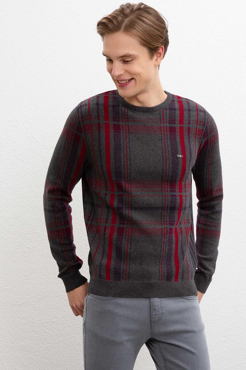 Erkek Antrasit Melanj Bisiklet Yaka Triko Kazak