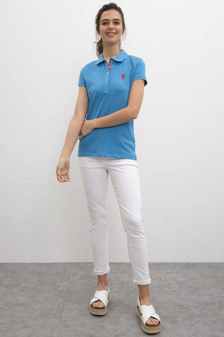 Kadın İndigo Basic Polo Yaka Tişört - 50198886168