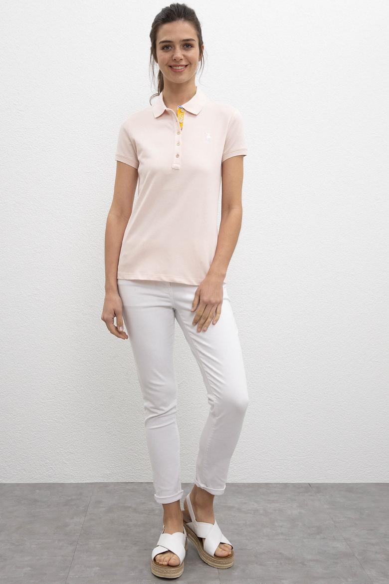 Kadın Pembe Polo Yaka T-Shirt - 50198886193