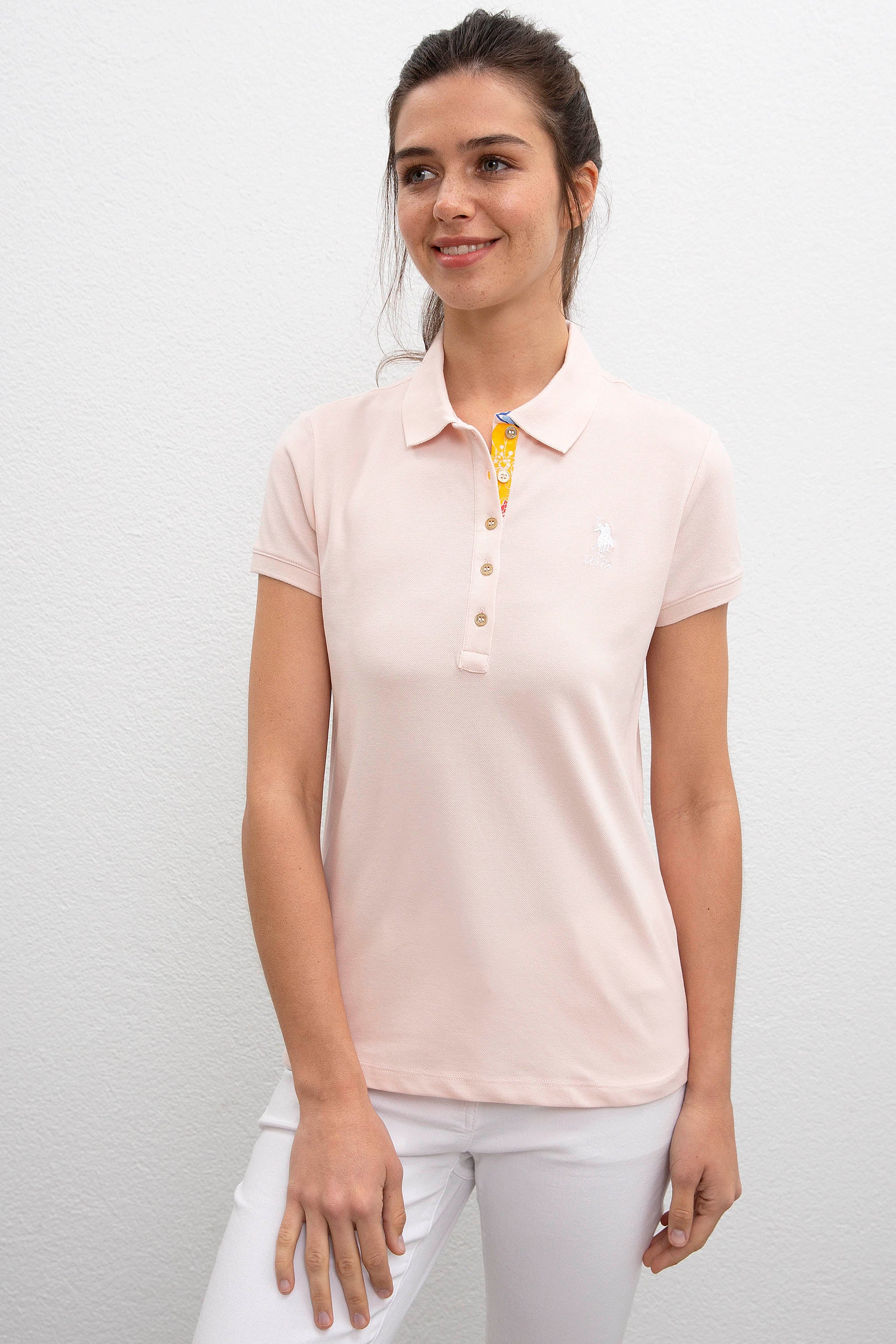 Kadın Pembe Polo Yaka T-Shirt