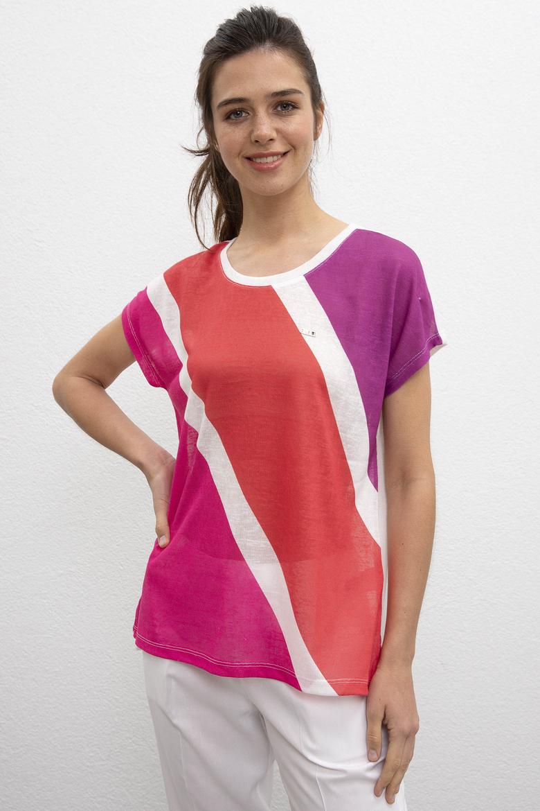 Kadın Beyaz Bisiklet Yaka T-Shirt