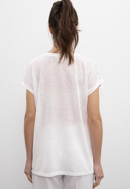 Kadın Beyaz Bisiklet Yaka T-Shirt - 50202258006