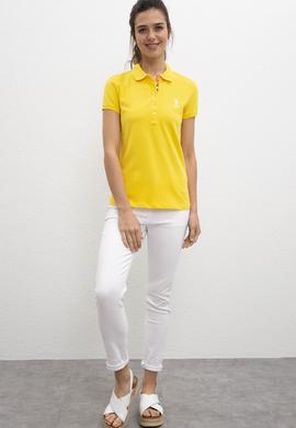 Kadın Sarı Polo Yaka T-Shirt - 50198886204