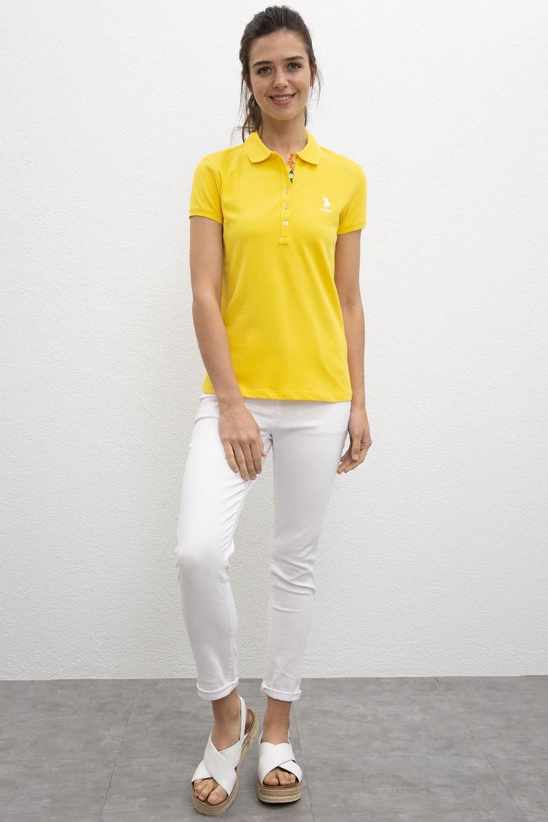 Kadın Sarı Polo Yaka T-Shirt - 50198886204
