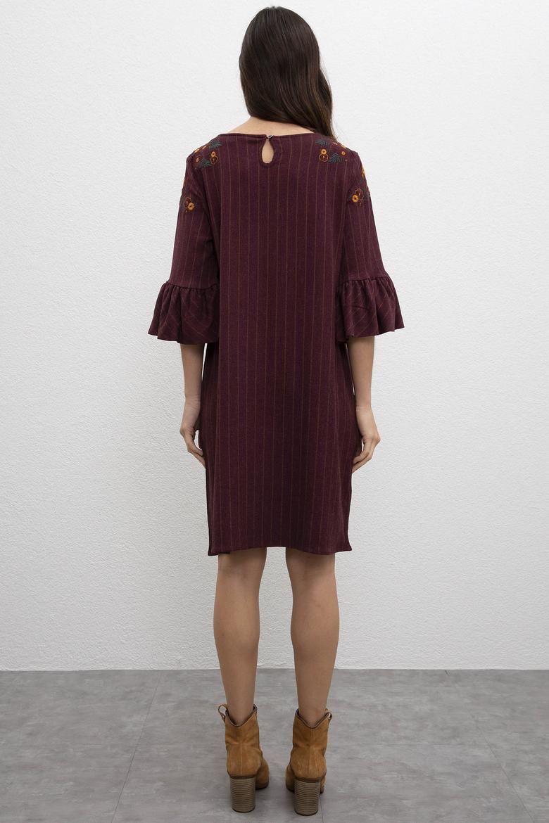 Kadın Koyu Bordo Dokuma Elbise - 50213146015