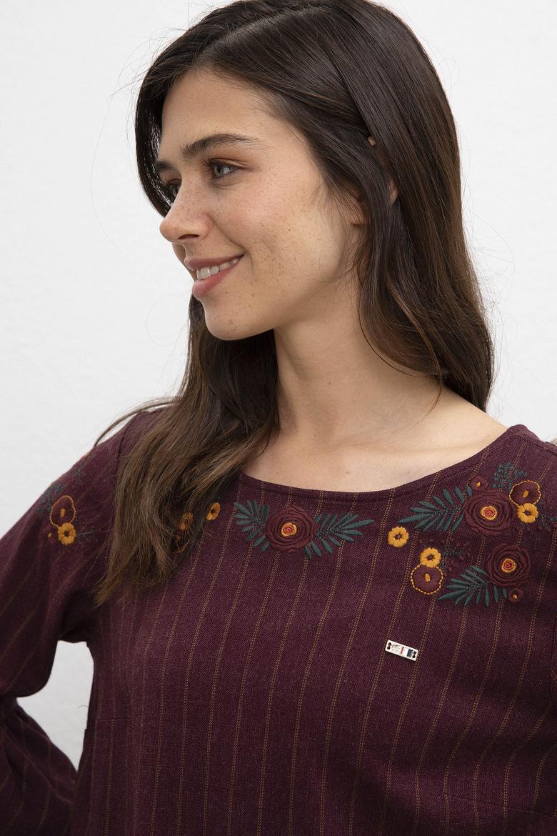 Kadın Koyu Bordo Dokuma Elbise - 50213146015