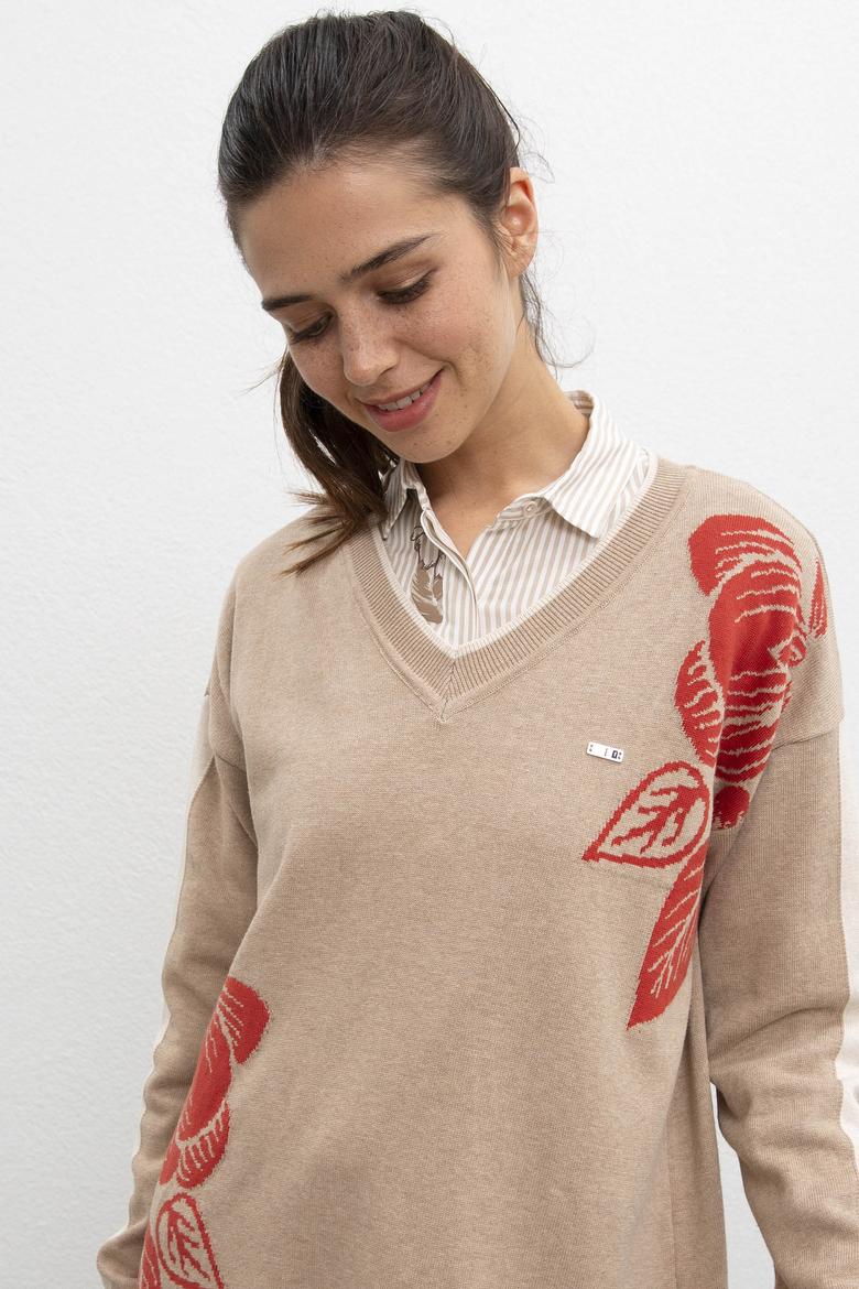 Kadın Kahverengi Triko Kazak