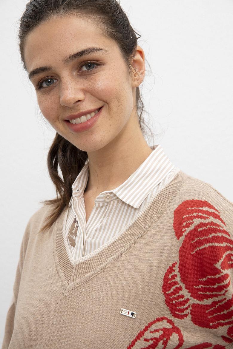 Kadın Kahverengi Triko Kazak - 50206804011