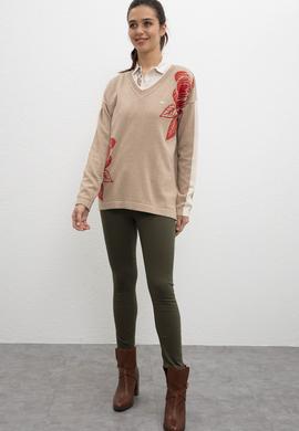 Kadın Kahverengi Triko Kazak - 50206804011