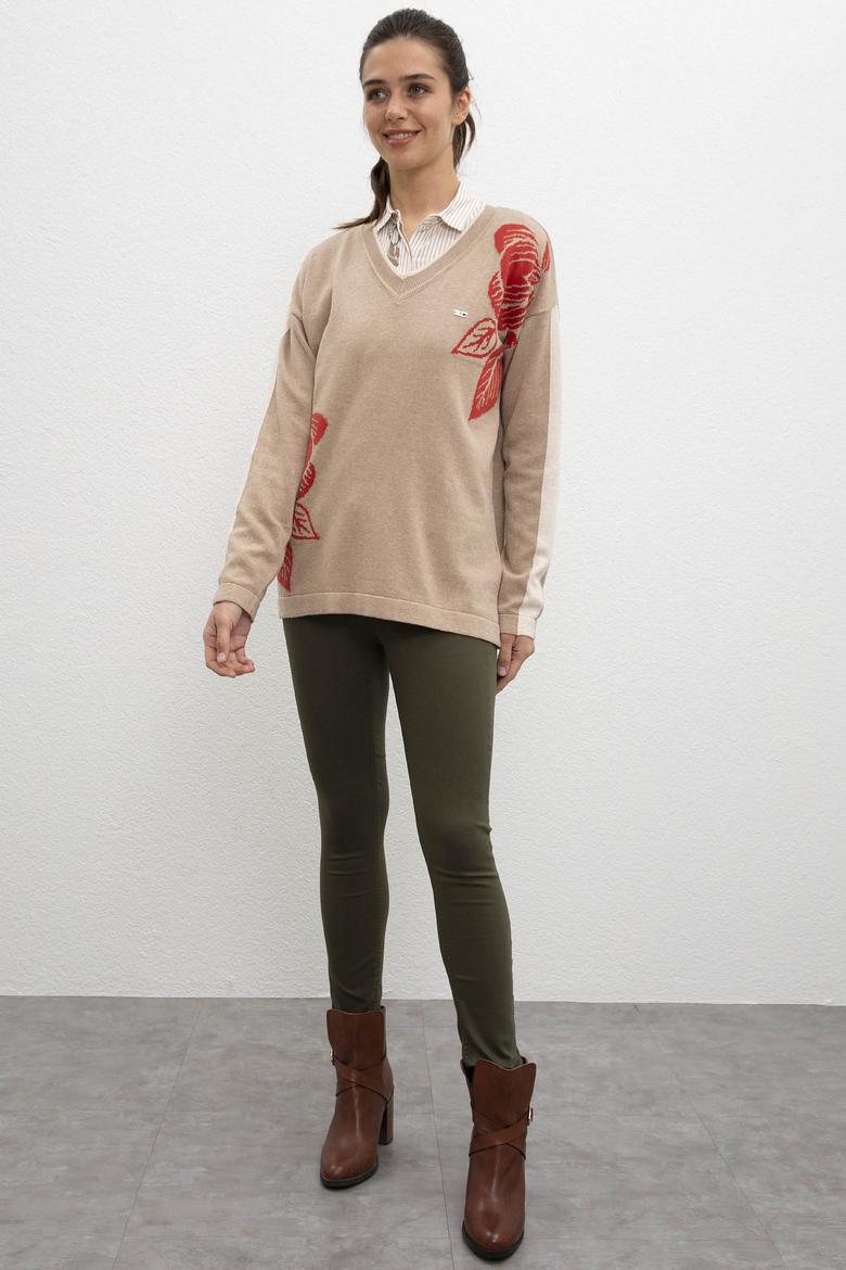 Kadın Kahverengi Triko Kazak - 50206804011