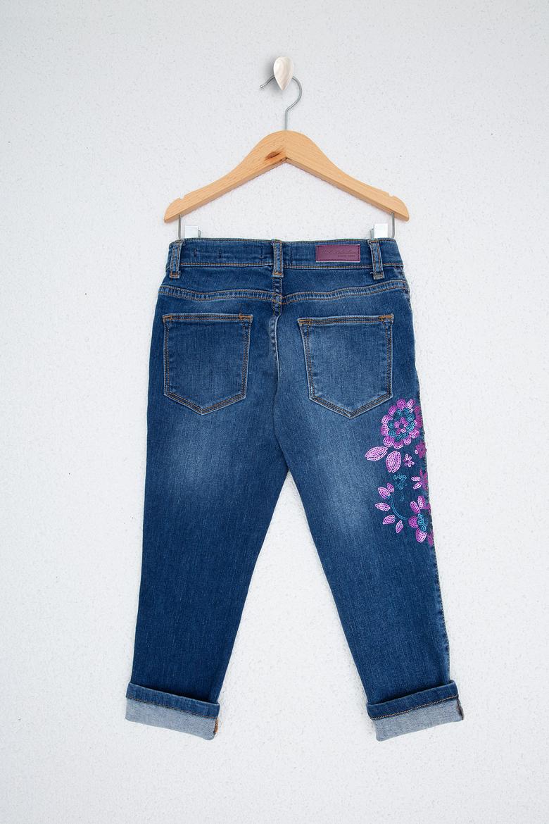 Kız Çocuk Mavi Denim Pantolon - 50208978007