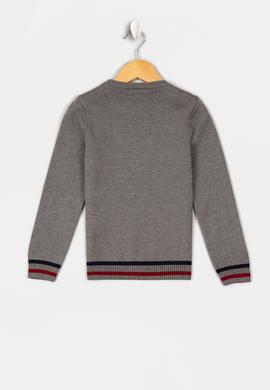 Erkek Çocuk Gri Bisiklet Yaka Triko Kazak - 50206072011