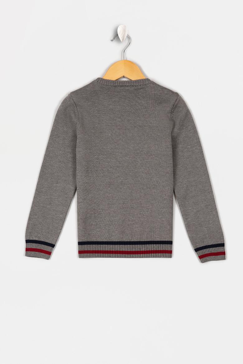 Erkek Çocuk Gri Bisiklet Yaka Triko Kazak - 50206072011