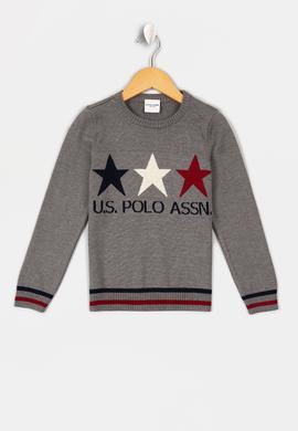 Erkek Çocuk Gri Bisiklet Yaka Triko Kazak - 50206072011