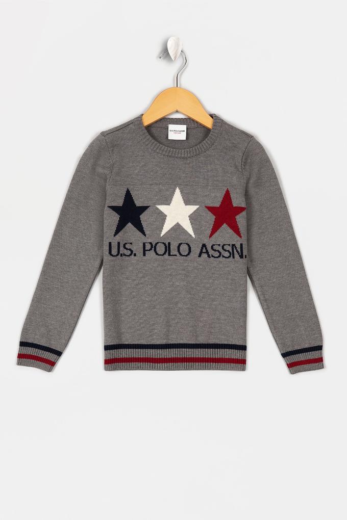 Erkek Çocuk Gri Bisiklet Yaka Triko Kazak