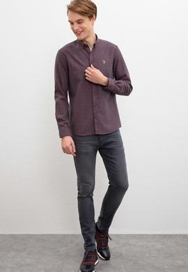 Erkek Bordo Uzun Kollu Gömlek - 50207654020