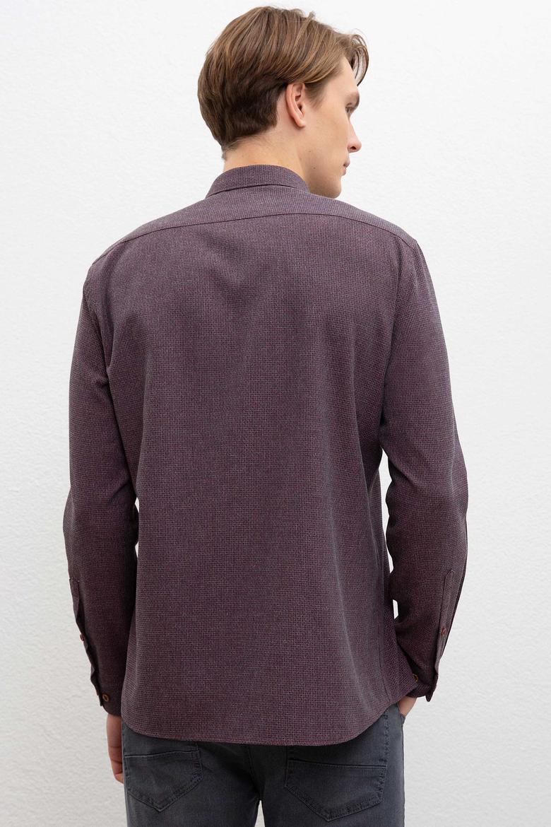 Erkek Bordo Uzun Kollu Gömlek - 50207654020