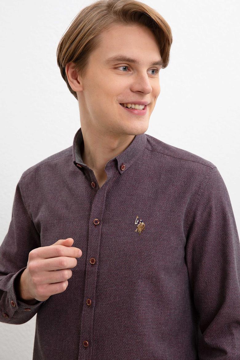 Erkek Bordo Uzun Kollu Gömlek - 50207654020