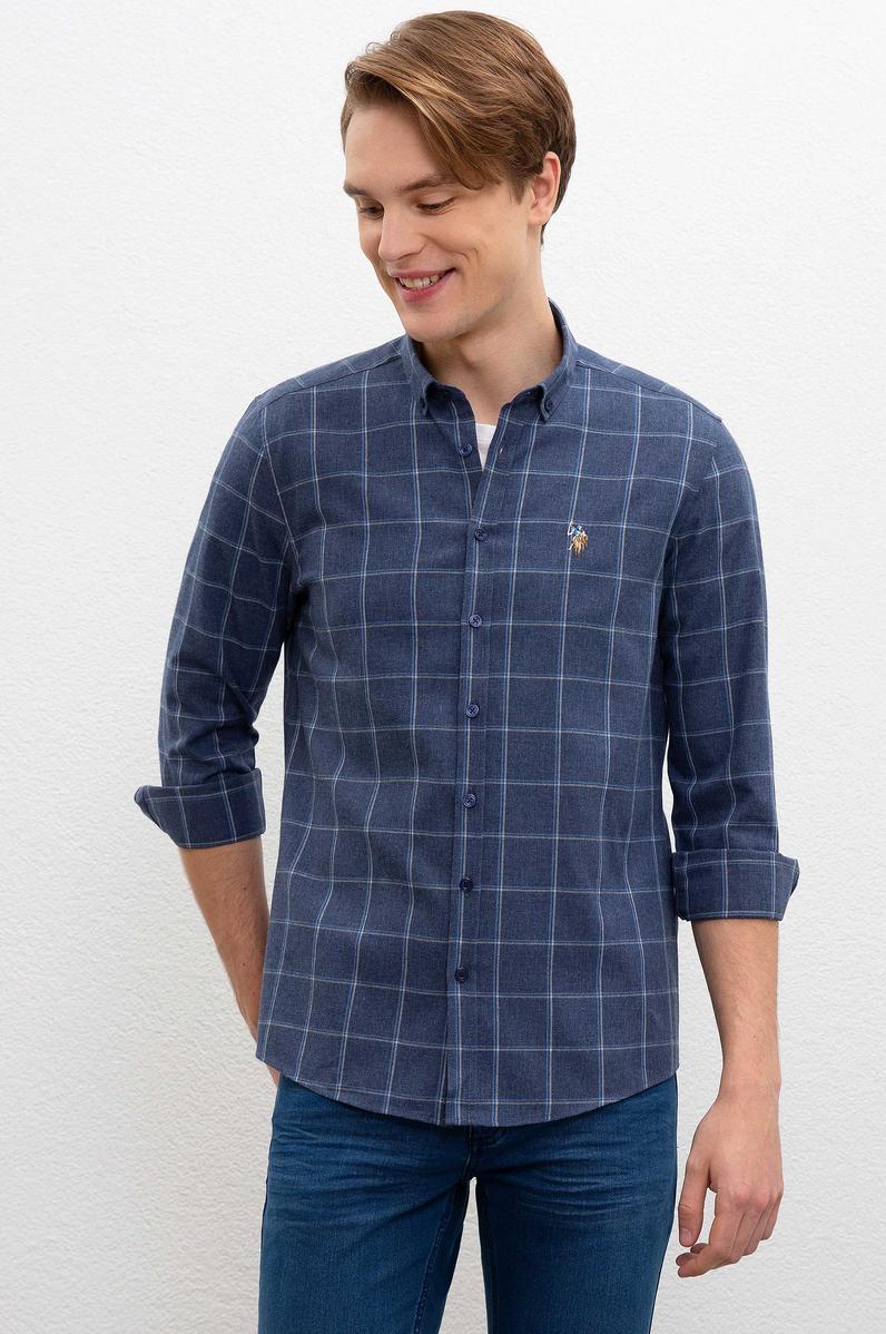 Erkek Lacivert Gömlek Uzunkol