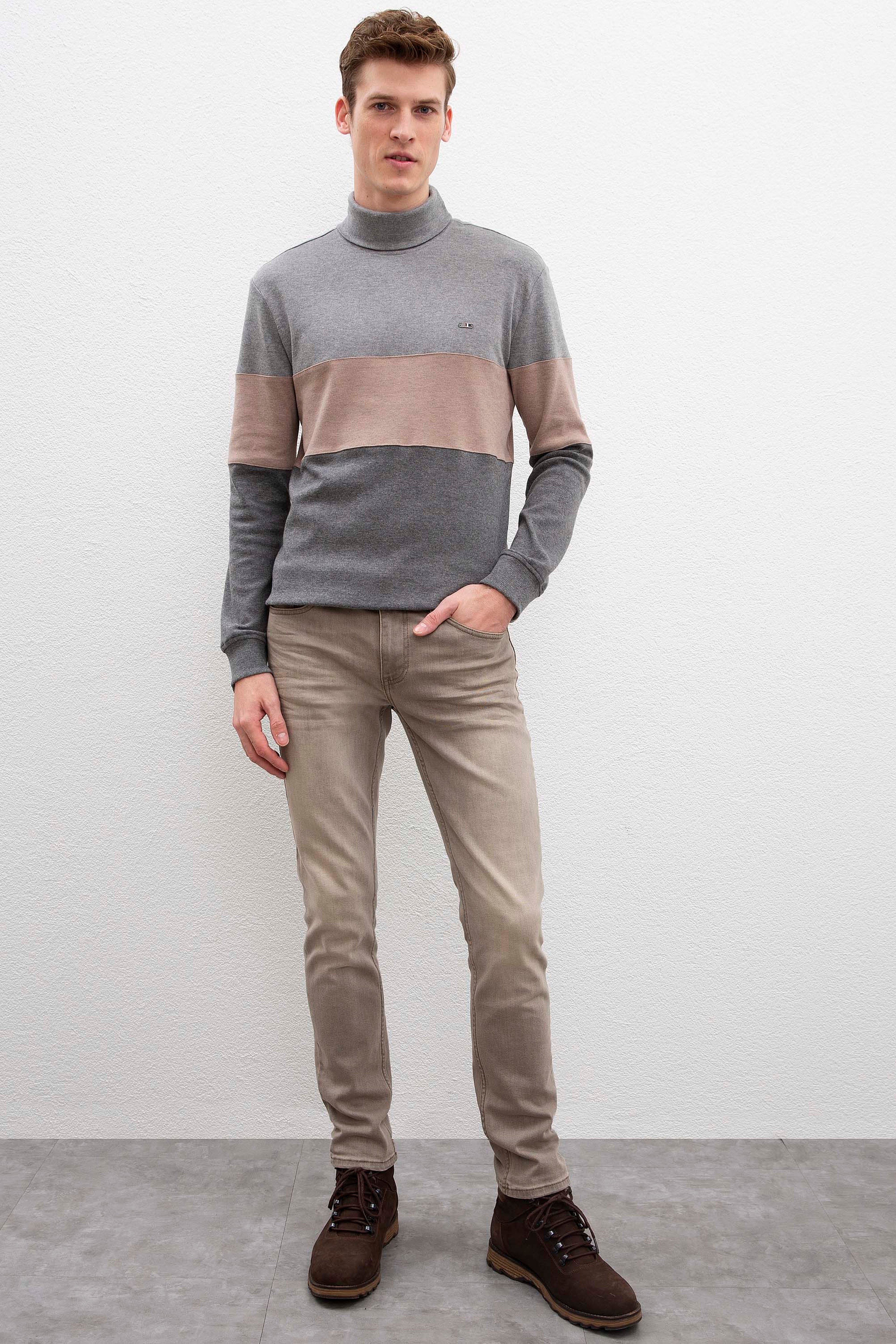 Erkek Antrasit Melanj Balıkçı Yaka Sweatshirt - Image 4