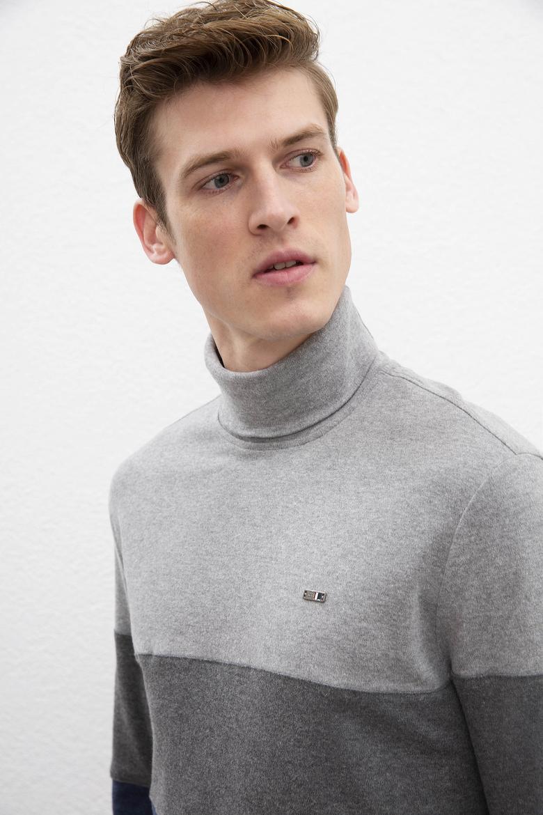 Erkek Lacivert Balıkçı Yaka Sweatshirt - 50207590021