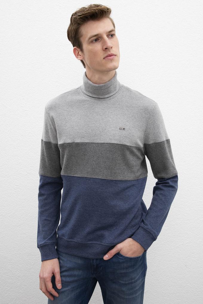 Erkek Lacivert Balıkçı Yaka Sweatshirt