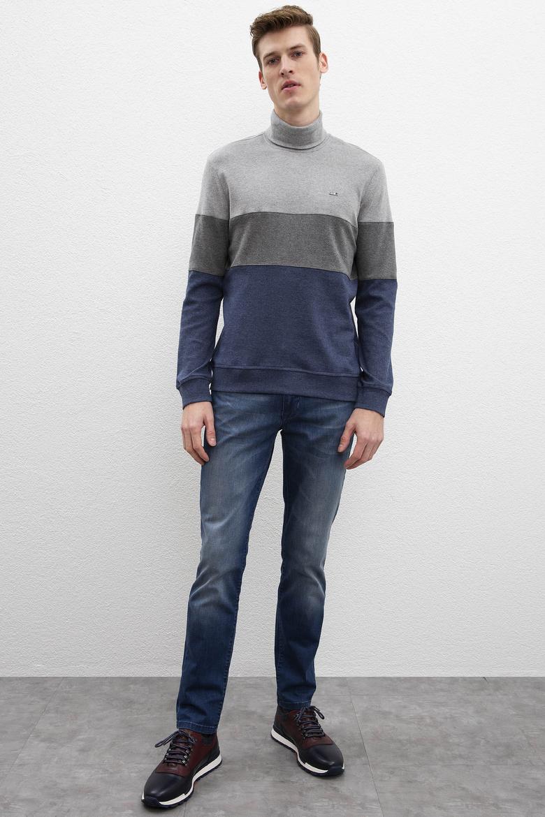 Erkek Lacivert Balıkçı Yaka Sweatshirt - 50207590021