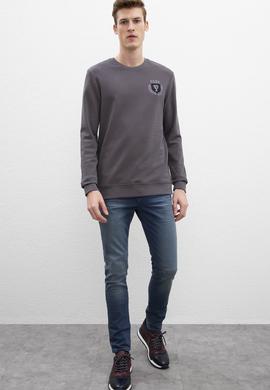 Erkek Antrasit Bisiklet Yaka Sweatshirt - 50207617011