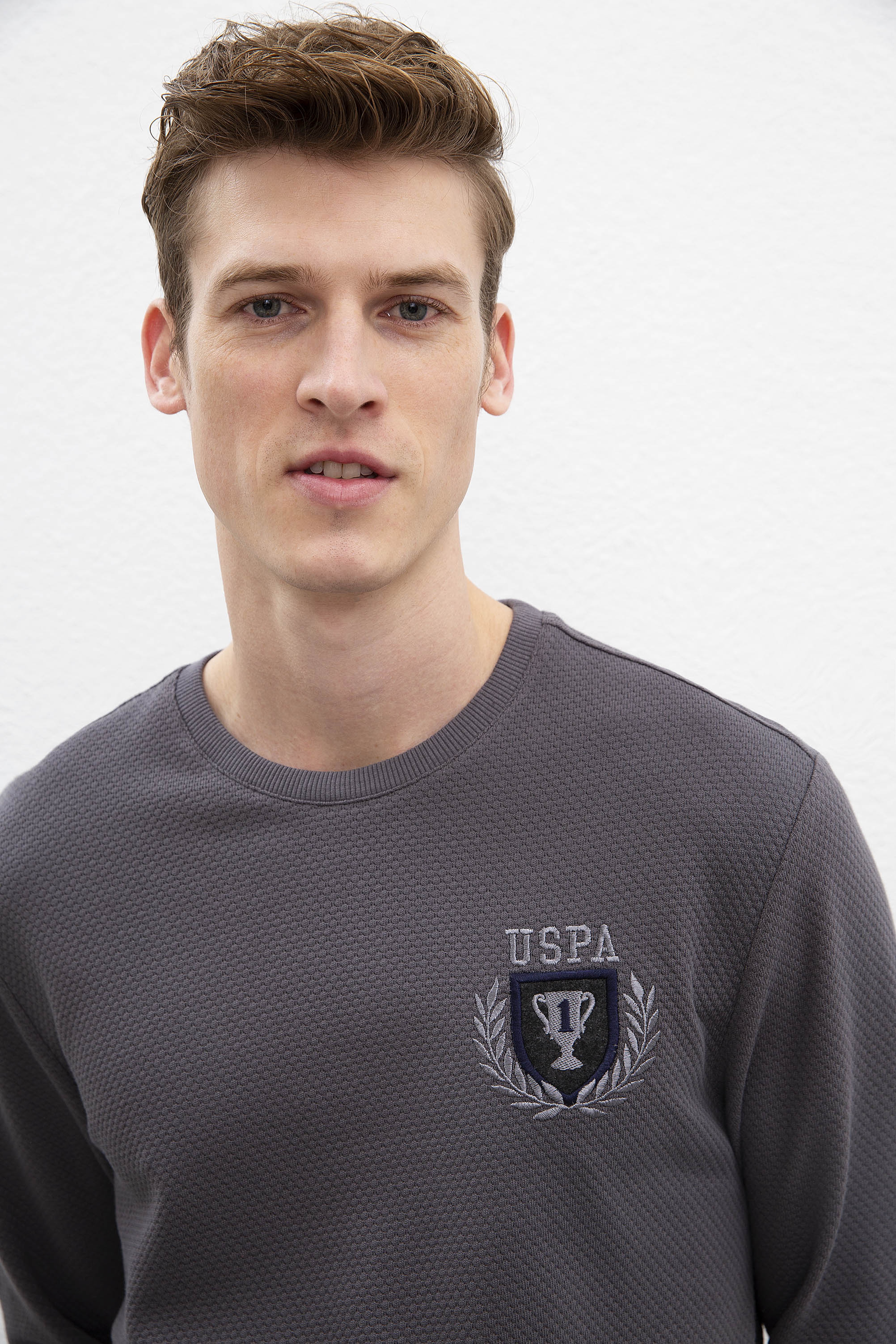 Erkek Antrasit Bisiklet Yaka Sweatshirt