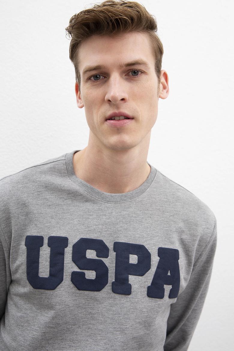 Erkek Gri Melanj Bisiklet Yaka Sweatshirt Basic - 50207332001