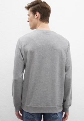 Erkek Gri Melanj Bisiklet Yaka Sweatshirt Basic - 50207332001