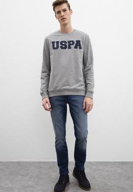 Erkek Gri Melanj Bisiklet Yaka Sweatshirt Basic - 50207332001