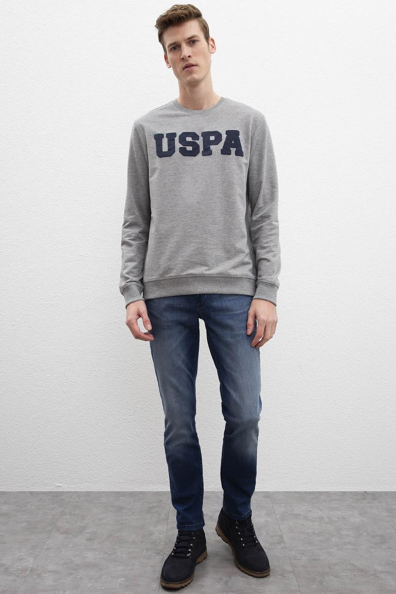 Erkek Gri Melanj Bisiklet Yaka Sweatshirt Basic - 50207332001