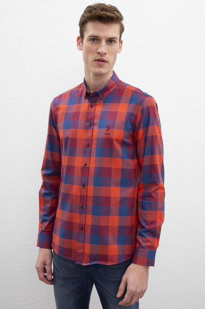 Erkek Bordo Uzun Kollu Gömlek