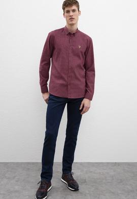 Erkek Bordo Uzun Kollu Gömlek - 50207834003