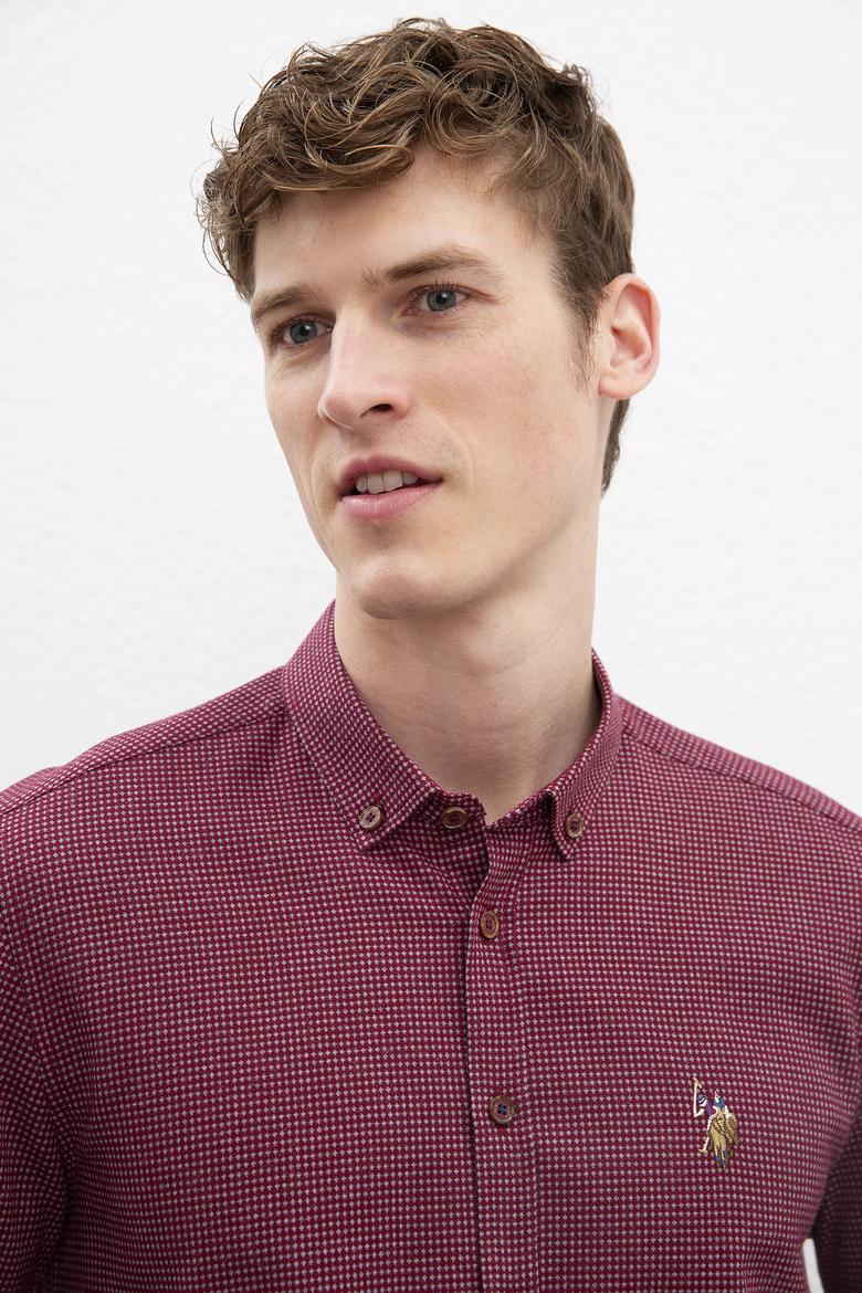 Erkek Bordo Uzun Kollu Gömlek - 50207834003