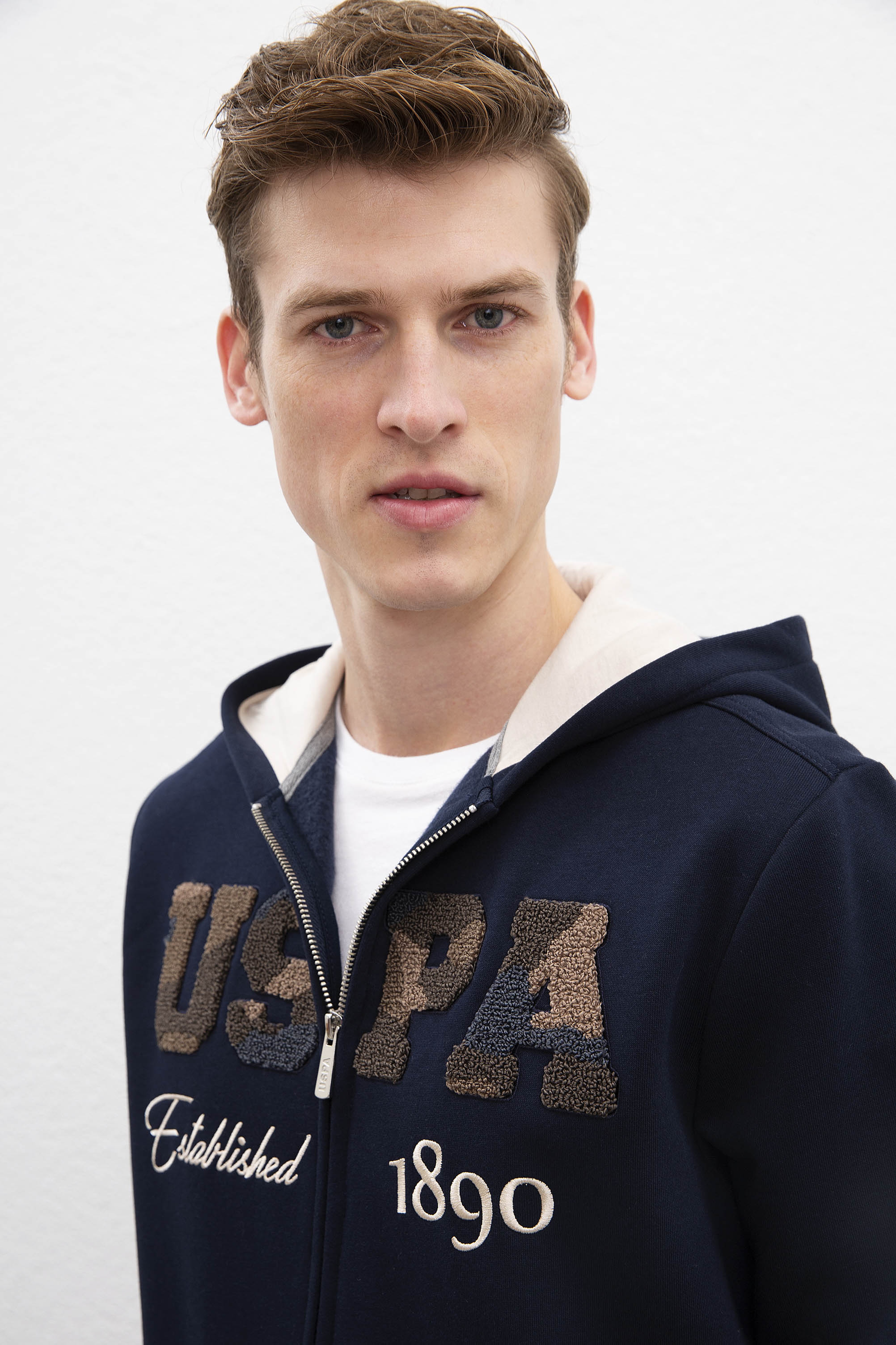 Erkek Lacivert Kapüşonlu Fermuarlı Sweatshirt