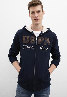 Erkek Lacivert Kapüşonlu Fermuarlı Sweatshirt - 50207620021