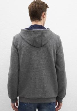 Erkek Antrasit Melanj Kapüşonlu Fermuarlı Sweatshirt - 50207890001