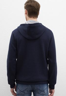 Erkek Lacivert Kapüşonlu Fermuarlı Sweatshirt - 50207890011