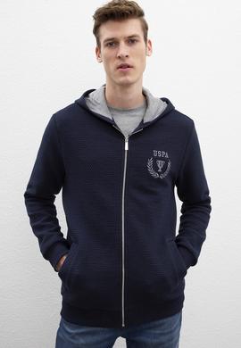 Erkek Lacivert Kapüşonlu Fermuarlı Sweatshirt - 50207890011