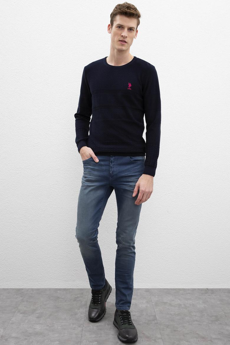 Erkek Lacivert Bisiklet Yaka Triko Kazak - 50207655028