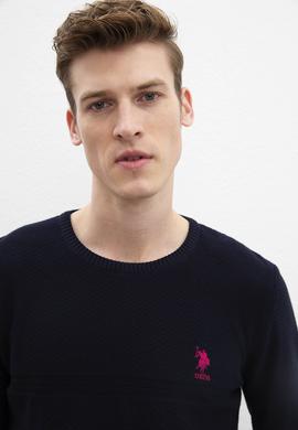 Erkek Lacivert Bisiklet Yaka Triko Kazak - 50207655028