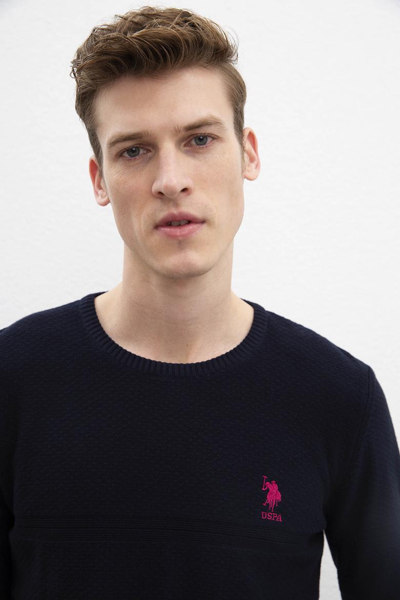 Erkek Lacivert Bisiklet Yaka Triko Kazak - 50207655028