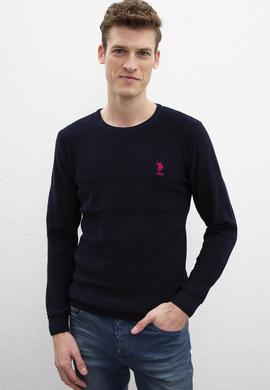 Erkek Lacivert Bisiklet Yaka Triko Kazak - 50207655028