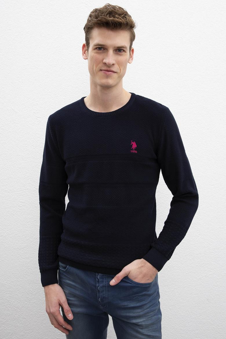 Erkek Lacivert Bisiklet Yaka Triko Kazak