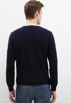 Erkek Lacivert Bisiklet Yaka Triko Kazak - 50207655028